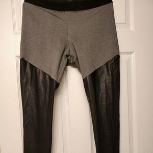 Gray and Faux Leather BCBG Leggings